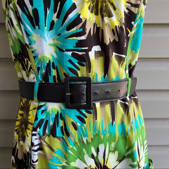 â˘R & K Originals⢠Abstract Floral Belted Halter Dress - Size 12 - Picture 4 of 12